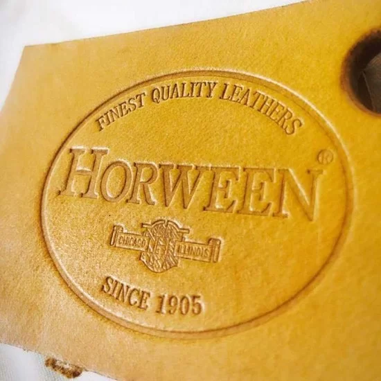 H, D, LOEWE, Mulberry, Moynat, Harley-Davidson, Horween, copper hot stamp  logo